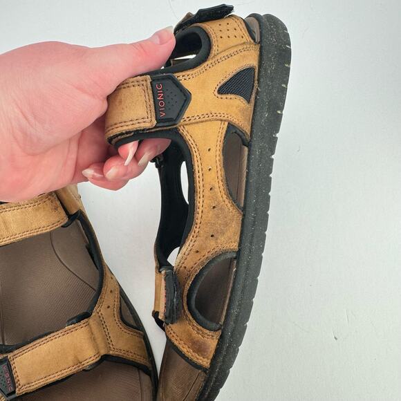 Vionic Neil Brown Nubuck Leather Breathable Adjustable Platform Sandals Sz 7
